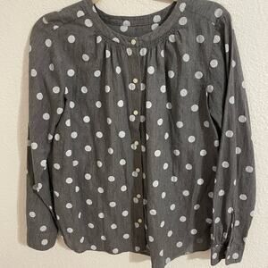 LOFT Polka Dot Top Long Sleeve Classic Top womens sz xxsmall Cotton comfortabl